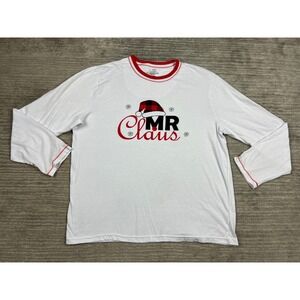 Pajamarama Pajama Top Mens L White Mr Claus Holiday Long Sleeve Graphic Tee